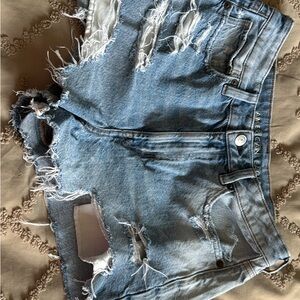 American Eagle Outfitters Distressed Blue Denim Shorts